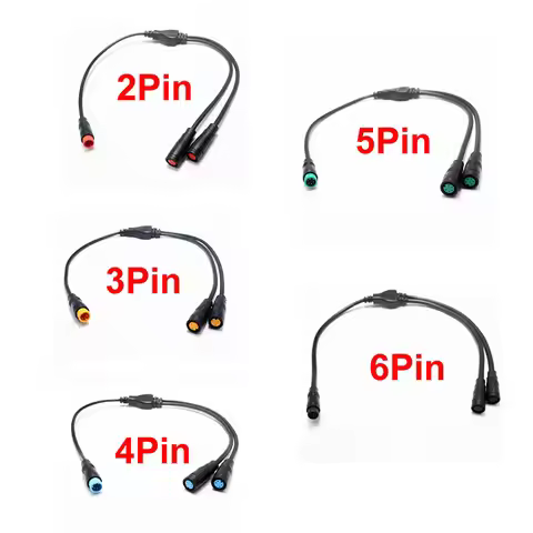 1Pcs M6/M8 Y Splitter E-bike Cable 1 Male to 2 Female 2 3 4 5 6 Pin Electric Bicycle Plug for Scoote