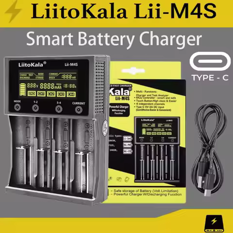 LiitoKala Lii-M4S 18650 Smart Battery Charger LCD Display For 26650 21700 32650 18500 20700 16340 CR