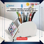 【DHWE】- Rak Meja Desk Organizer Tempat Pensil Dengan Sandaran Handphone Bentuk Gajah Dekorasi Rumah 