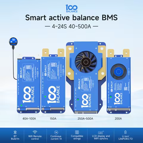 Daly bms Smart BMS 4s lifepo4 bluetooth Wifi bms 8S 24S 40A 60A 80A 1A active balance bms 16s 48v li