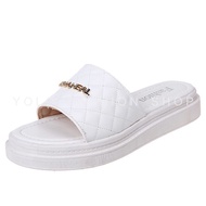 [Hoàn tiền 15%]Dép lê nữ quai ngang đế cao 3p họa tiết trần trám phối chữ sang chảnh hàng siêu nhẹ c