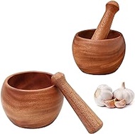 UPTALY Set of 2 Natural Rosewood Pestles and Mortars (small + large), Sturdy Wooden Garlic Mills Bowl, Kitchen Spices Masher, Wood Manual Masher, Guacamole Bowl and Pestle, Japanese Style Mortar