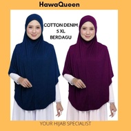 Tudung Sarung Labuh Berdagu Cotton Denim 5XL XXXXL Bidang 60 Umrah Khimar Viral Harga Borong Murah K