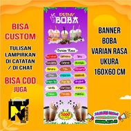 Spanduk Banner Aneka Minuman Boba Varian rasa terbaru custom ukuran 160x60 cm / bisa cod