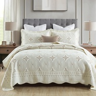 Quilted Cotton White Bedspread On The Bed Summer Blanket For Double Size Bed Cover Couple Quilts Bed