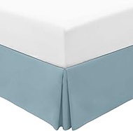 Mellanni King Size Bed Skirt - Bed Frame and Box Spring Cover - 15-Inch Tailored Drop Pleated Dust Ruffle - Luxury Bedding - Easy Fit, Wrinkle, Fade, Stain Resistant - 1 Bedskirt (King, Spa Blue)