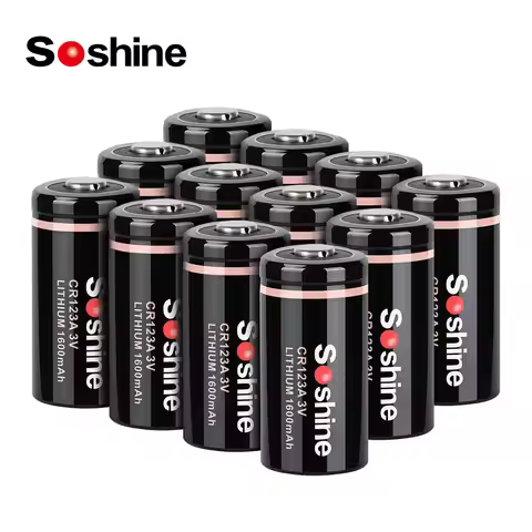 Soshine 1600mAh CR123A 3V Primary Lithium Battery 3 Volt CR123A Batteries Non-Rechargeable Li-ion Ba