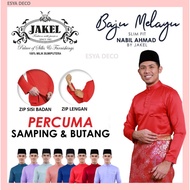 [SET 1] Baju Melayu Nabil Ahmad by JAKEL Baju Melayu Cekak Musang Baju Raya 2024 Slim Fit Percuma Sampin dan Butang Baju