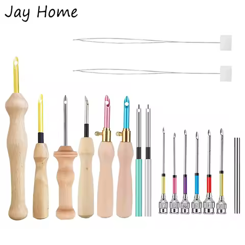 Punch Needle Kit Wooden Embroidery Pen Punch Needle Sets for DIY Craft Stitching Applique Embellishm