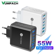 55W 3 USB 3 PD Charger Fast Charging QC3.0 Travel Charger For iphone 15 14 Samsung Xiaomi Mobile Pho