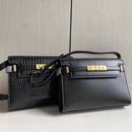 New Small Size**  manhattan Crocodile Pattern Calf Leather Manhattan Baguette bag Single Shoulder Cr