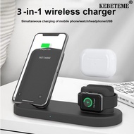 KEBETEME 3 IN 1 Wireless Charger Stand Fast Charging Dock Station for Phone Watch Wireless Headphones