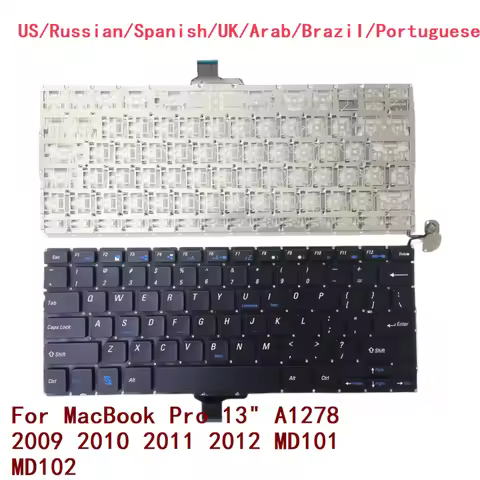 US Russian Spanish UK Arab Brazil Portuguese Backlit Keyboard For Apple MacBook Pro 13" A1278 2009 2