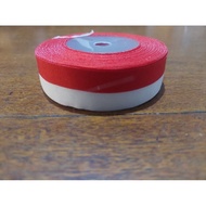 MERAH [1 ROLL] 1" 2CM RED AND WHITE SATIN RIBBON 1INC RED AND WHITE RIBBON/