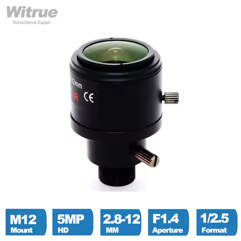5MP Varifocal Lens M12 Mount 2.8-12mm 1/2.5 inch F1.4 With IR Filter Fixed Iris Manual Focus and Zoo