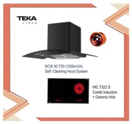 Teka NCW 90 T30 Self Cleaning Hood System (1500m3/h) + HIC 7322 S Combi Induction + Ceramic Hob with Ducting Set