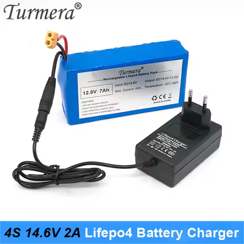 Turmera 4S 14.6V 2A Lifepo4 Battery Charger DC 5.5*2.1mm for 4Series 12.8V 14.4V 18650 32650 32700 3