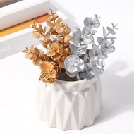 Artificial Plants Leaves Gold Silver Leaves for Home Room Decor Silk Fake Flowers DIY Craft Accessories Table Wedding Decorations
