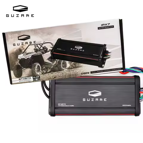 GUZARE Marine Amp Amplifier Boat with Bluetooth & IPX7 Waterproof,300×4 Channels Peak @4Ohms Speaker