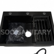 Kitchen Sink Black 60 x 45 cm Stainless Steel BCP 6045 Drain Pole