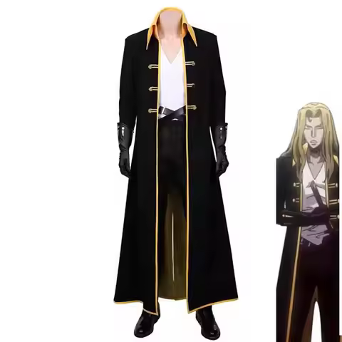 Nocturne Adrian Fahrenheit Ţepeş Black Uniform Set Halloween Alucard's Stage Outfits Anime Castlevan