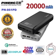 Powerbank Pineng PN-861PD 20000mAh Type-C PD+QC 20W 20000mAh Quick Charge 3.0 PN861PD Fast Charge Po