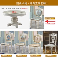 YQ Muju Royal Court Round Table European Style Dining Tables and Chairs Set Marble round Table Household Large and Small