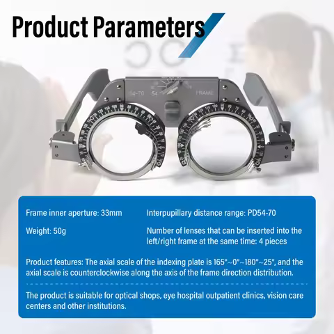 Optical Adjustable Trial Lens Frame - Titanium Material, Super Lightweight Full Function Optometry F