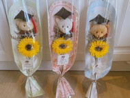學士熊花束/畢業小花束/畢業花禮/香皂向日葵/幼稚園花束/畢業花