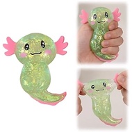 Glitter Axolotl Squishy Toy, Soft Axolotl Stress Squishy with Sparkling Translucent Texture, Cute Sq