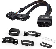 OBDII Y Splitter 16 Pin OBD2 Splitter Extension 1 Male to 2 Female Extension Cable Adapter Compatibl