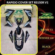 RAPIDO COVER SET RS150R/RS150 V2 V3 WINNER150 (13) BLACK (STICKER TANAM/AIRBRUSH) COVERSET