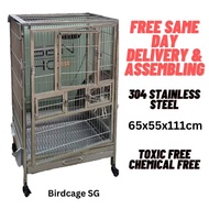 Stainless Steel Bird Cage Assembled Parrot Cage with Trolley (Local Set)