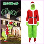 Adult Santa Grinch Cosplay Costume How the Grinch Stole Cosplay Hat Mask Top Pants Christmas Suit Ha