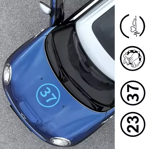 2Pcs Car Door Side Number 23 37 Bulldog Sticker Decals Decor Auto Accessories For MINI Cooper One S 