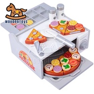 Wooden Pretend Toys Pizza Oven w Complete Topping w other Accessories
