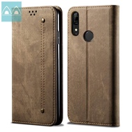 For Huawei Y9 Prime 2019 Cover Fashion Retro Jeans Style Magnet Flip Leather Protective Case with Stand Card Slots Casing