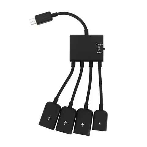 Hot 4 Port Micro USB Type-c Power OTG Extender Hub Cable Black For Android Tablet Smartphone U disk 