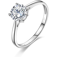 1 Carat Moissanite Engagement Open Adjustable Ring White Gold Plated S925 Silver Round Cut (E-F Colo
