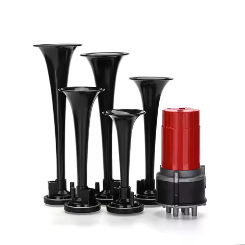 Black 5-Trumpet Air Horn Compressor Universal 12V 125dB DIXIE Musical Air Horn Dukes of Hazzard Gene