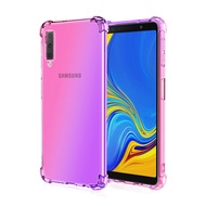 Samsung Galaxy A7 A9 2018 A6 A8 + Plus 2018 J7 Pro Anti-Drop Rainbow 2 Color TPU Case Clear Soft Casing Gradient