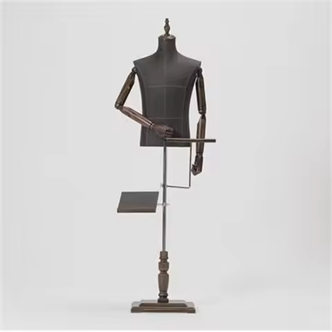 Full Male Clothing Art Mannequin, Body Model Suit, Trousers, Pants Rack, Display Store, Wooden Base,