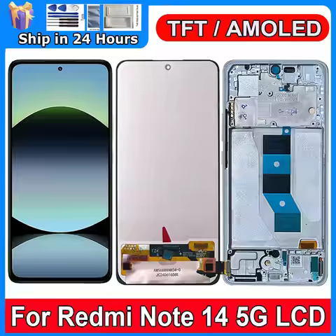 6.67''AMOLED For Xiaomi Redmi Note 14 5G 24094RAD4G LCD Display with frame, Screen Touch Panel Digit