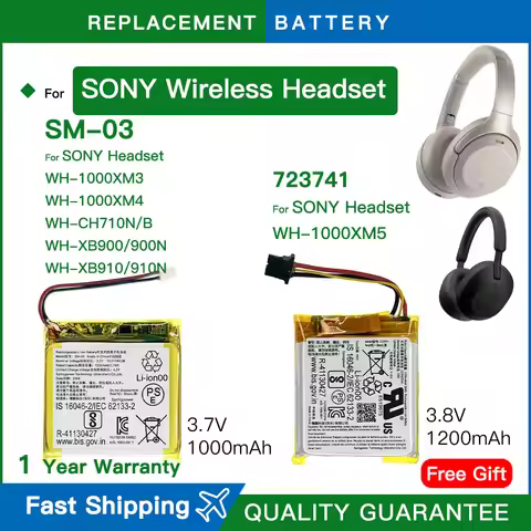 Genuine Replacement Wireless Headset Battery For Sony WH-1000XM3 XB900 WH-1000XM4 XM4 WH-1000XM5 XM5