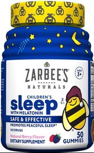 Zarbee's Naturals 兒童睡眠補充褪黑激素，天然漿果味，50 粒軟糖
