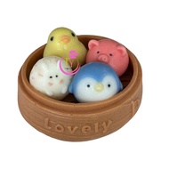 DIM SUM DIFFUSER STONE SET: colour it yourself - set of porcupine, duck, penguin & pig in a dim sum 