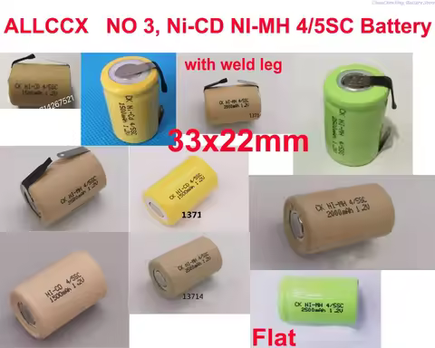 ALLCCX Ni-Cd, Ni-Mh 4/5SC 4/5 SC battery 1.2V 1500mAh, Single battery, Flat and Weld Leg