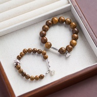 Wooden Beaded Bracelet Wenge Wood Lotus Flower Peace Meaning Men Women Bracelet Jewelry