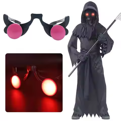 LED Luminous Glow Glasses Funny Red Eyes Kids Halloween Clown Cosplay Anime Accessories Party Prop C