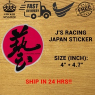 J'S JAPAN J'S RACING JAPAN CAR STICKER/ STICKER CAR/ STICKER KERETA 1 PCS 4 INCH*4.7 INCH